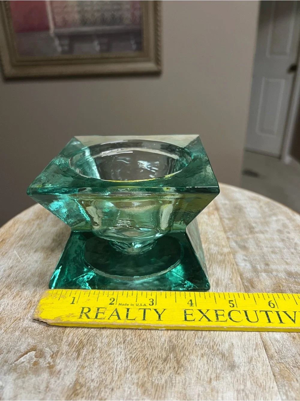 Recycled Green Glass Pillar Candle Holder